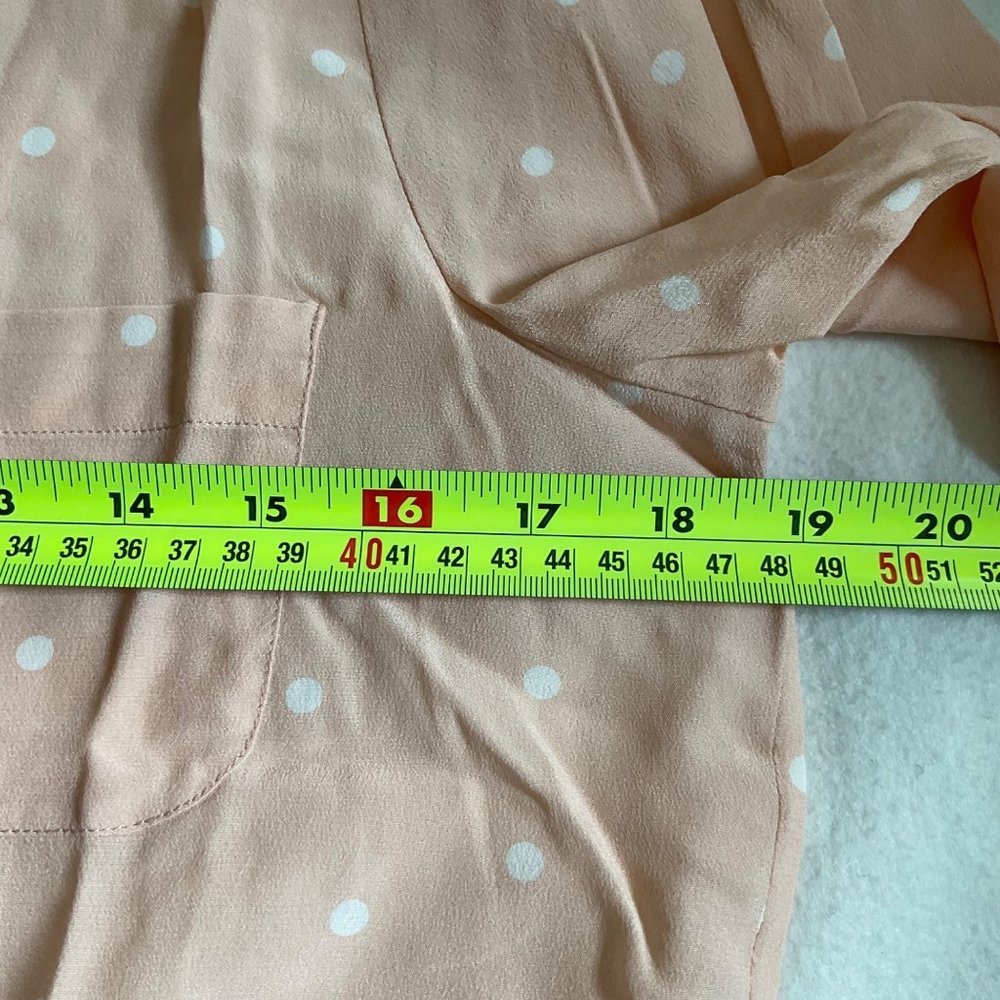 NWT Sezane silk Florence Shirt Pea Powder pink button down polka dots  SZ6bust38 - Picture 4 of 5